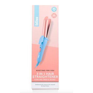BLISS 3 In 1 Hair Straightener Curling Iron And Wand Blau Pink